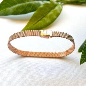 Genuine Pandora Reflexions 14k Rose Gold Plated Mesh Bracelet